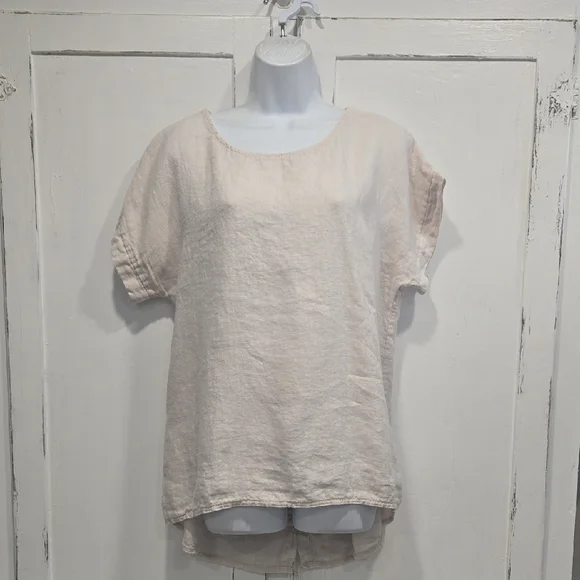 TERZO MILLENNIO 100% LINEN HI LOW TUNIC.  SIZE LARGE.   #7601 - Picture 2 of 10